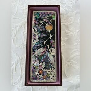 Korean NajeonLacquerware inlaid with mother of pearl Crane and Floral Design Box